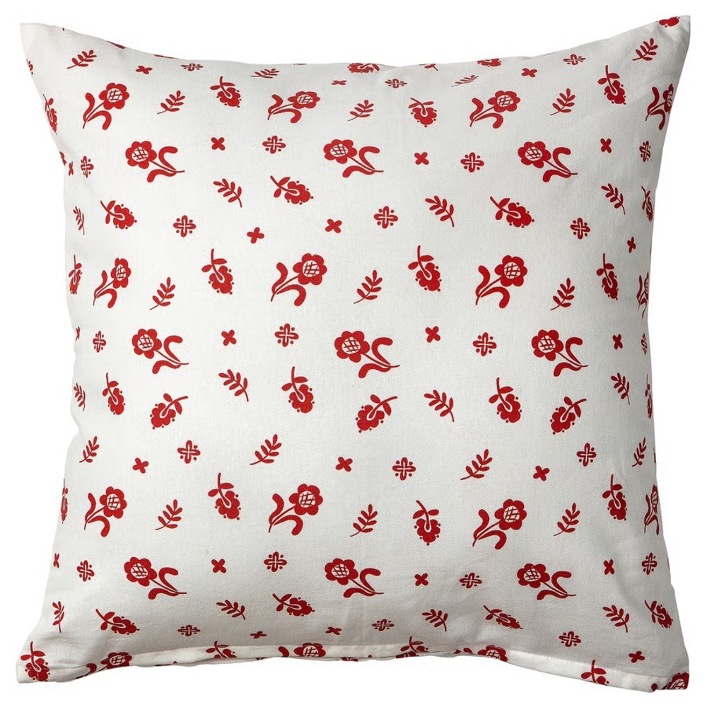 2 Red Floral Print Throw Pillow Covers